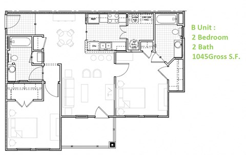 2 bed 2 bath | 970 Sq. Ft. at The Parker at Cone Apartments, North Carolina
